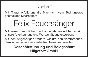 Anzeige von Felix Feuersänger von OM-Medien