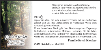 Anzeige von Gisela Kienker von OM-Medien