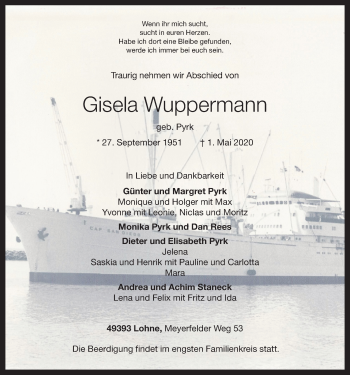 Anzeige von Gisela Wuppermann von OM-Medien