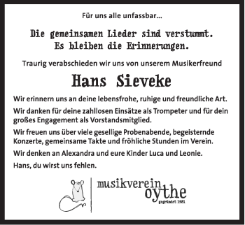 Anzeige von Hans Sieveke von OM-Medien