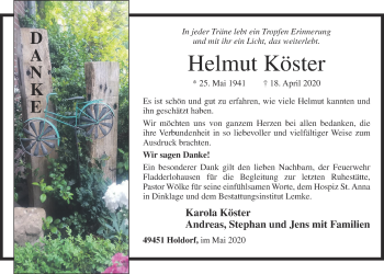 Anzeige von Helmut Köster von OM-Medien