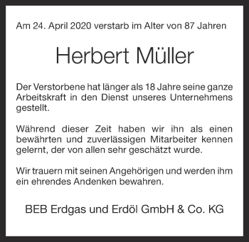 Anzeige von Herbert Müller von OM-Medien