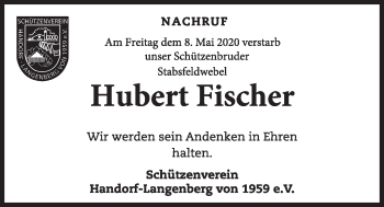 Anzeige von Hubert Fischer von OM-Medien