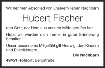 Anzeige von Hubert Fischer von OM-Medien