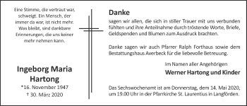 Anzeige von Ingeboerg Maria Hartong von OM-Medien