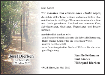 Anzeige von Josef Dierken von OM-Medien