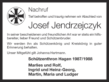 Anzeige von Josef Jendrzejczyk von OM-Medien