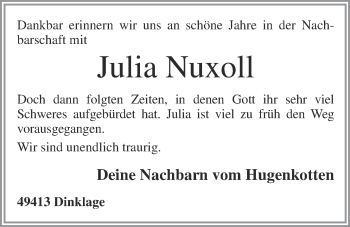 Anzeige von Julia Nuxoll von OM-Medien