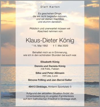 Anzeige von Klaus-Dieter König von OM-Medien