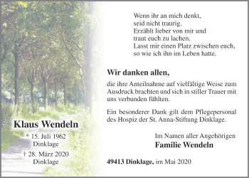 Anzeige von Klaus Wendeln von OM-Medien