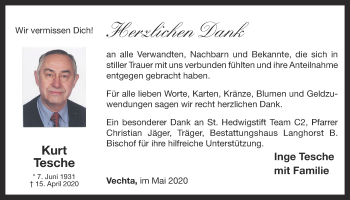 Anzeige von Kurt Tesche von OM-Medien