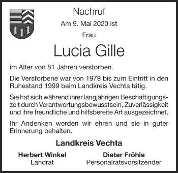 Anzeige von Lucia Gille von OM-Medien