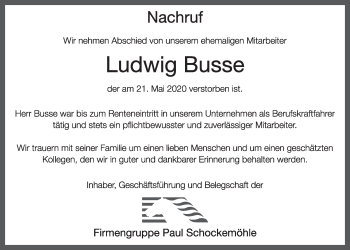 Anzeige von Ludwig Busse von OM-Medien