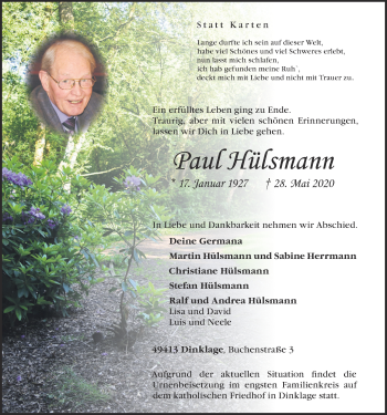 Anzeige von Paul Hülsmann von OM-Medien