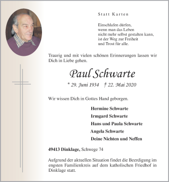 Anzeige von Paul Schwarte von OM-Medien