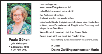 Anzeige von Paula Göken von OM-Medien