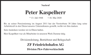 Anzeige von Peter Kaspelherr von OM-Medien