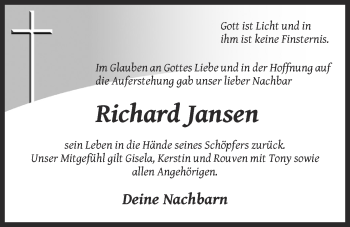 Anzeige von Richard Jansen von OM-Medien