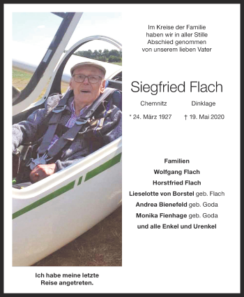 Anzeige von Siegfried Flach von OM-Medien
