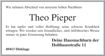 Anzeige von Theodor Pieper von OM-Medien