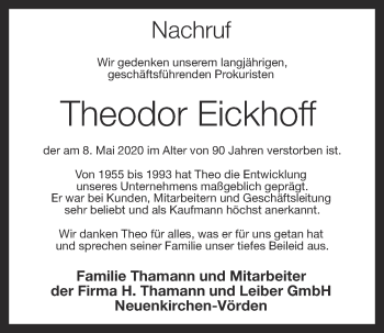 Anzeige von Theodor Eickhoff von OM-Medien