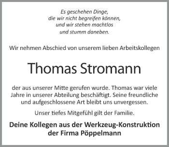 Anzeige von Thomas Stromann von OM-Medien