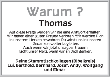 Anzeige von Thomas Stromann von OM-Medien