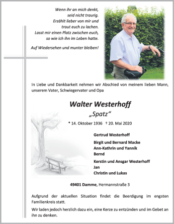 Anzeige von Walter Westerhoff von OM-Medien