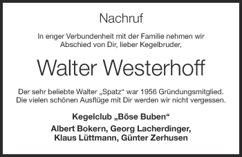 Anzeige von Walter Westerhoff von OM-Medien