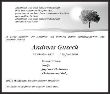 Anzeige von Andreas Guseck von OM-Medien