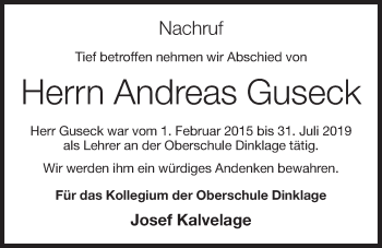 Anzeige von Andreas Guseck von OM-Medien