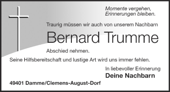 Anzeige von Bernard Trumme von OM-Medien