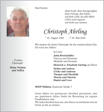 Anzeige von Christoph Ahrling von OM-Medien