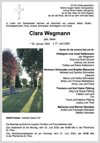 Anzeige von Clara Wegmann von OM-Medien
