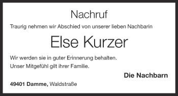 Anzeige von Else Kurzer von OM-Medien