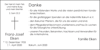 Anzeige von Franz-Josef Eiken von OM-Medien