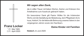 Anzeige von Franz Locker von OM-Medien