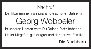 Anzeige von Georg Wobbeler von OM-Medien