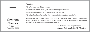 Anzeige von Gertrud Fischer von OM-Medien