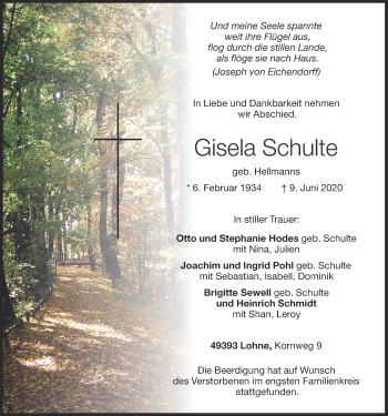 Anzeige von Gisela Schulte von OM-Medien