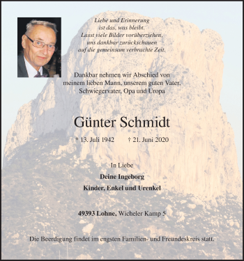 Anzeige von Günter Schmidt von OM-Medien