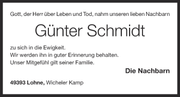 Anzeige von Günter Schmidt von OM-Medien