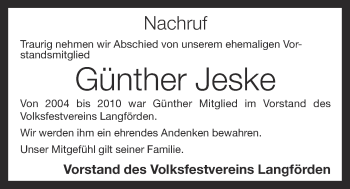 Anzeige von Günther Jeske von OM-Medien