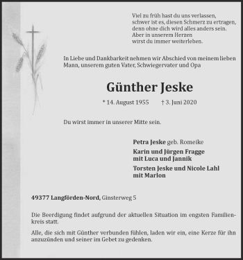 Anzeige von Günther Jeske von OM-Medien