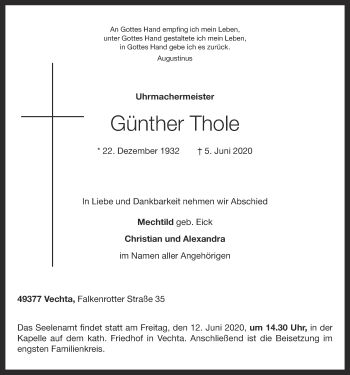 Anzeige von Günther Thole von OM-Medien