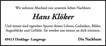 Anzeige von Hans Klöker von OM-Medien