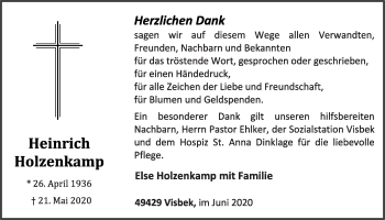 Anzeige von Heinrich Holzenkamp von OM-Medien
