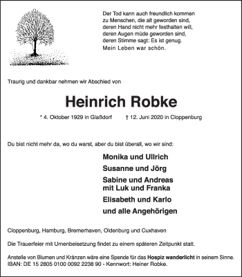 Anzeige von Heinrich Robke von OM-Medien
