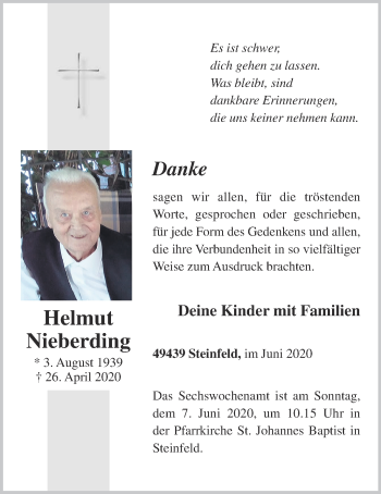Anzeige von Helmut Nieberding von OM-Medien