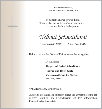 Anzeige von Helmut Schneithorst von OM-Medien